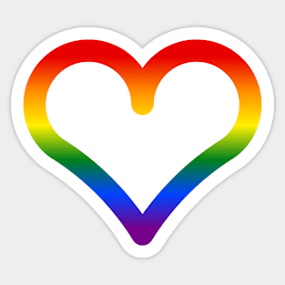 Outlined Rainbow LGBT Heart Sticker